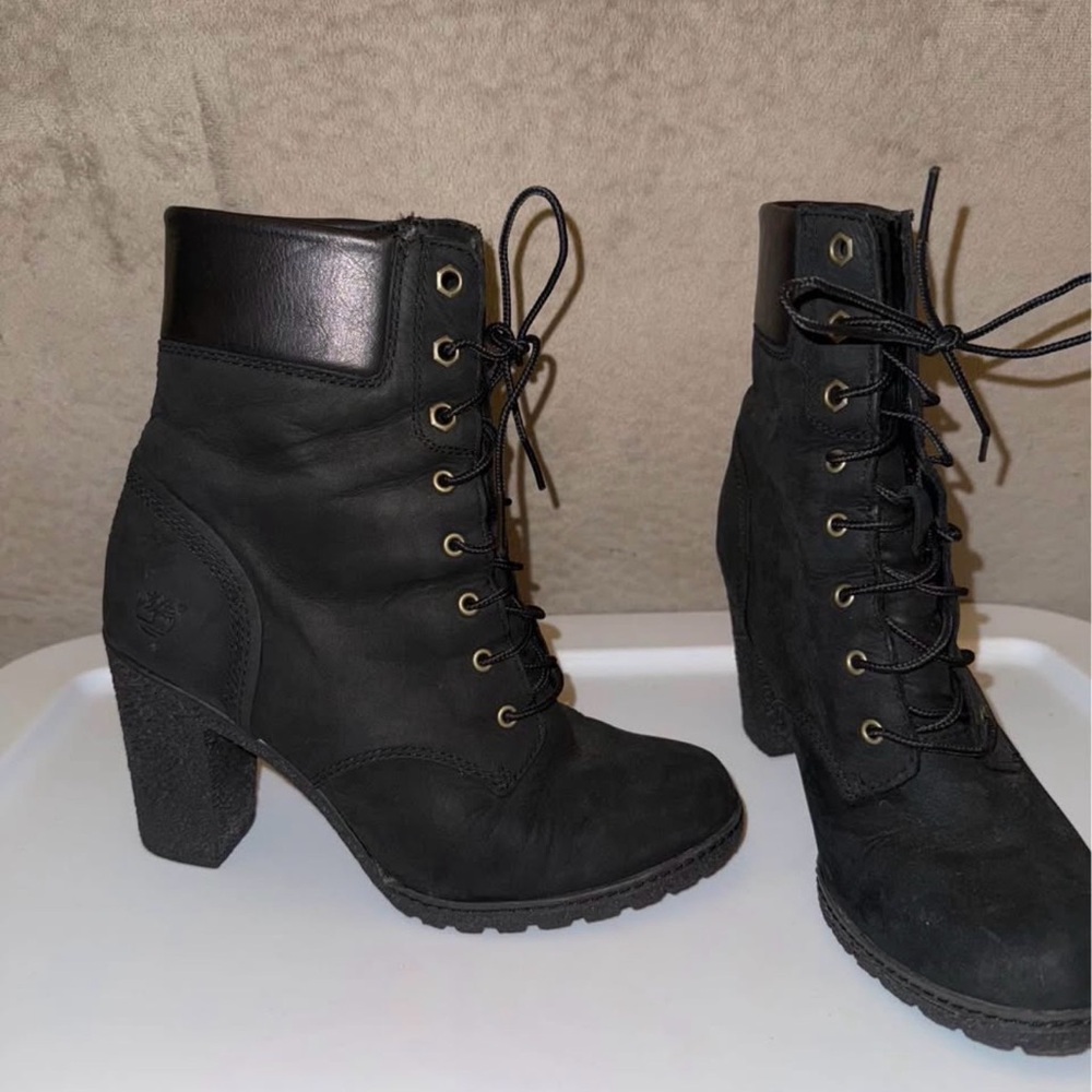 Timberland Glancy Heeled Lace Up Women's Black Boots Size 7.5